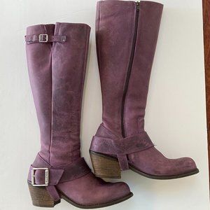 John Fluevog Adriana Luna Tall Buckled Boot Purple Size 8